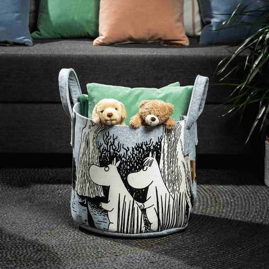 Muurla Mumins Blumenfeld Aufbewahrungskorb aus recyceltem PET Höhe 24 cm Ø 30 cm