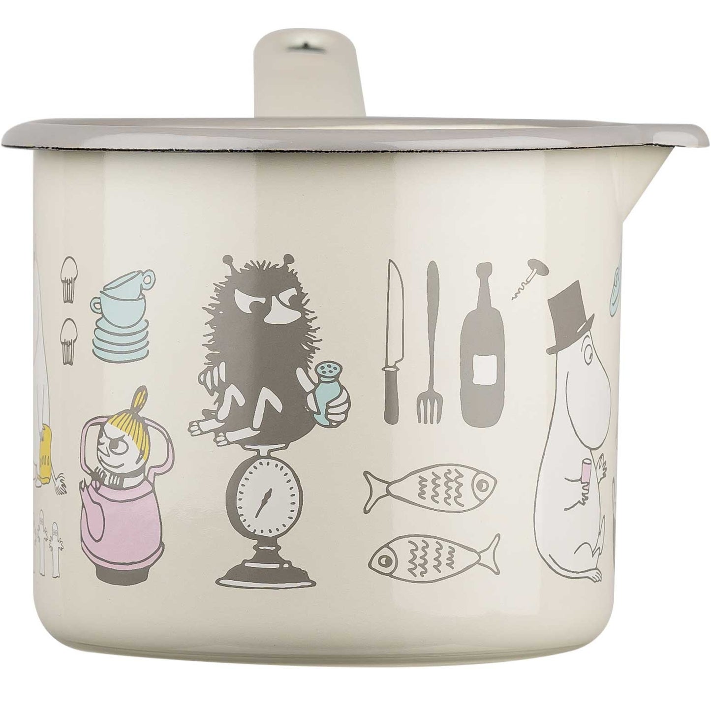 Muurla Mumins Bon Appetit Sauteuse 1,3 l Emaille beige, mehrfarbig