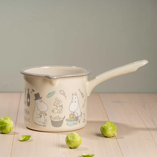 Muurla Mumins Bon Appetit Sauteuse 1,3 l Emaille beige, mehrfarbig
