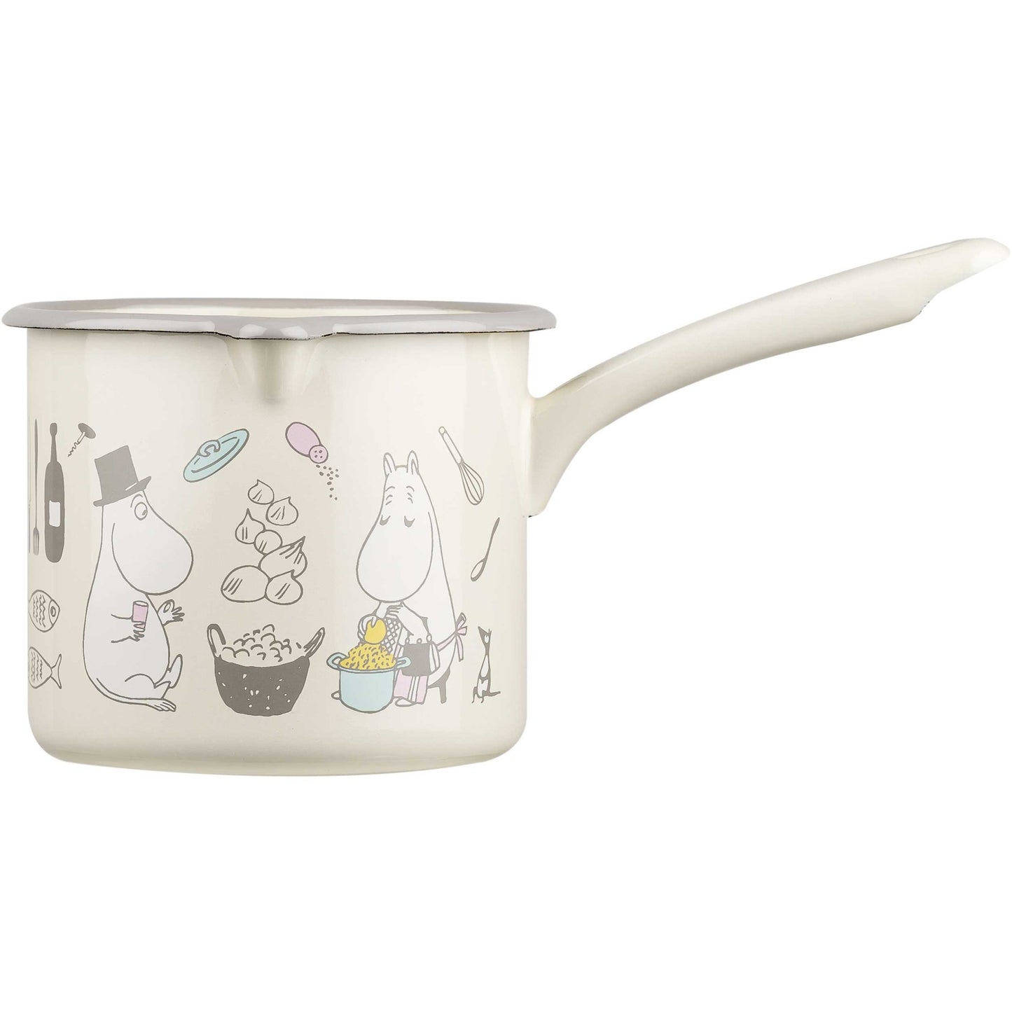Muurla Mumins Bon Appetit Sauteuse 1,3 l Emaille beige, mehrfarbig