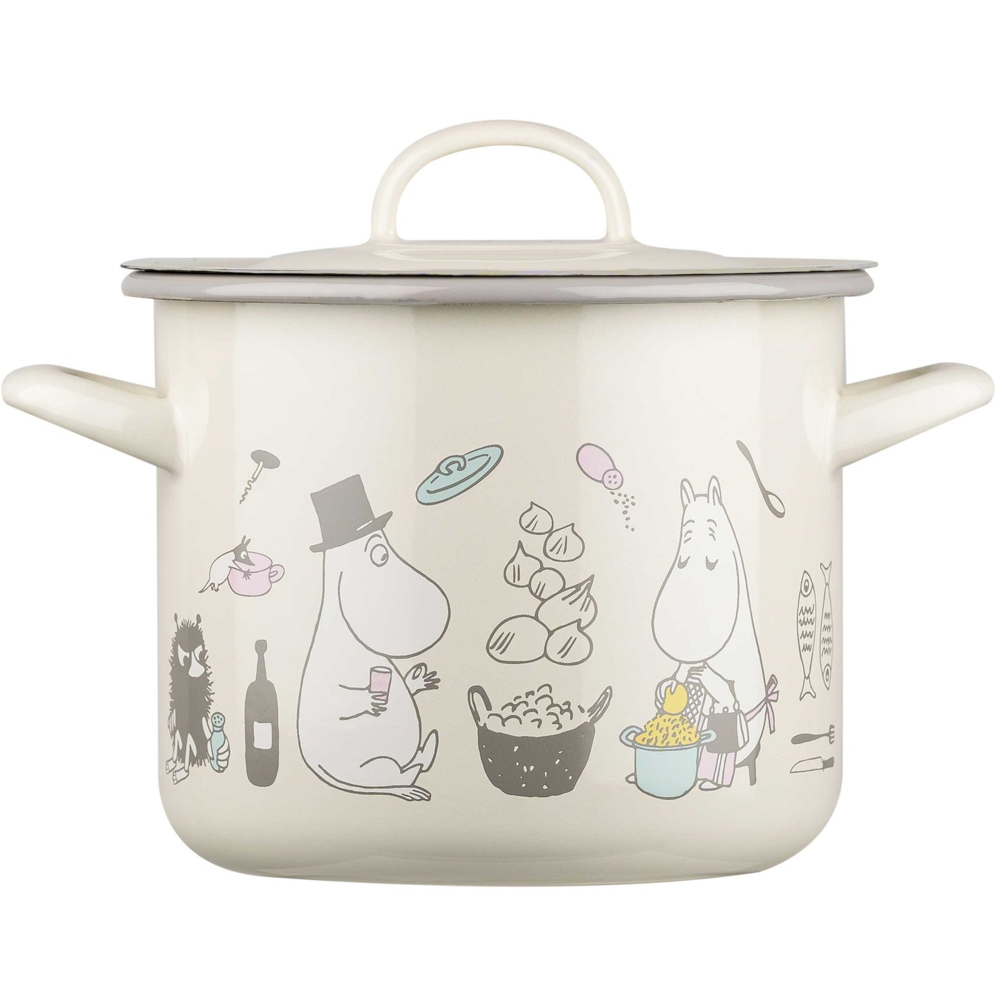 Muurla Mumins Bon Appetit Topf 2,5 l Emaille beige, mehrfarbig