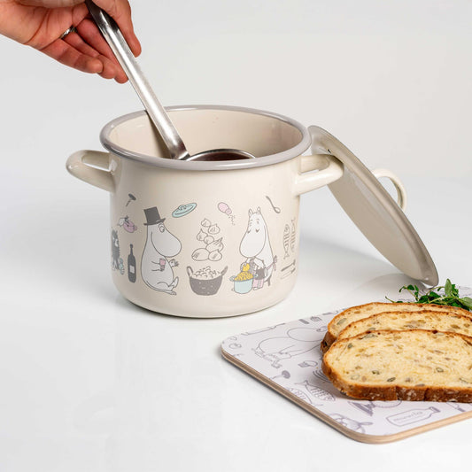 Muurla Mumins Bon Appetit Topf 2,5 l Emaille beige, mehrfarbig
