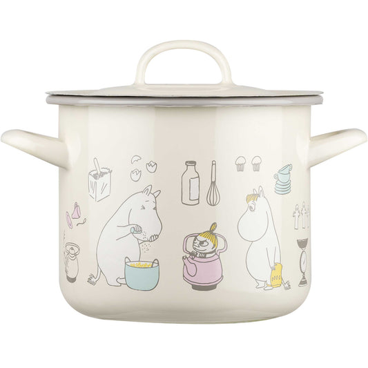 Muurla Mumins Bon Appetit Topf 2,5 l Emaille beige, mehrfarbig