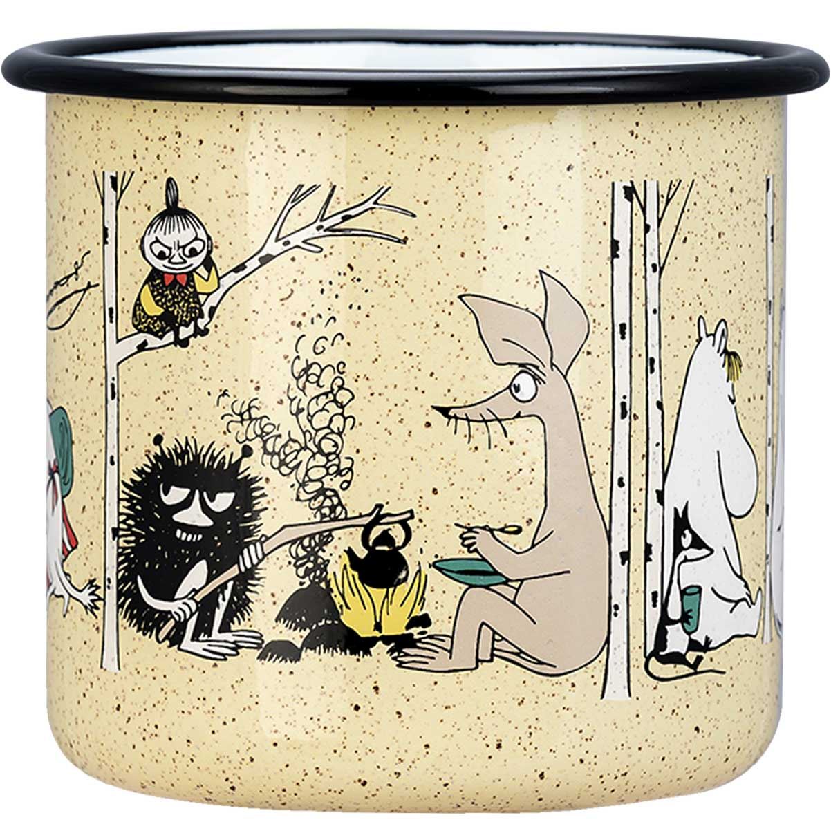 Muurla Mumins Camper Tasse  / Krug  0,8 l Emaille gelb, grün, mehrfarbig