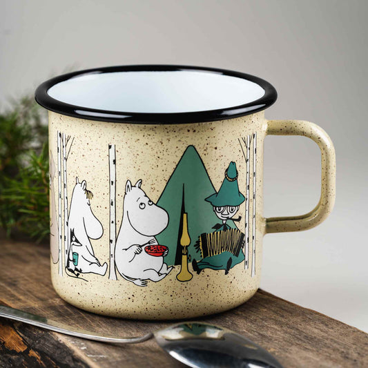 Muurla Mumins Camper Tasse  / Krug  0,8 l Emaille gelb, grün, mehrfarbig