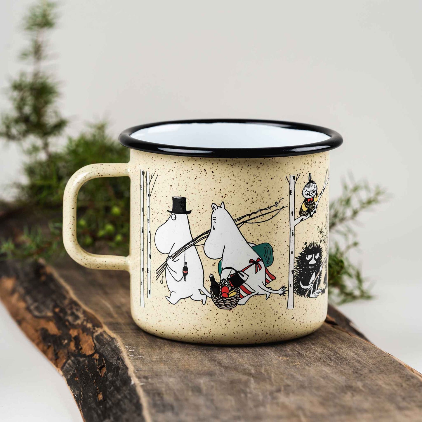 Muurla Mumins Camper Tasse  / Krug  0,8 l Emaille gelb, grün, mehrfarbig