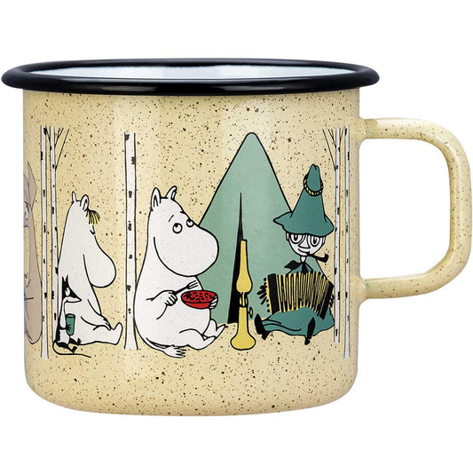 Muurla Mumins Camper Tasse  / Krug  0,8 l Emaille gelb, grün, mehrfarbig