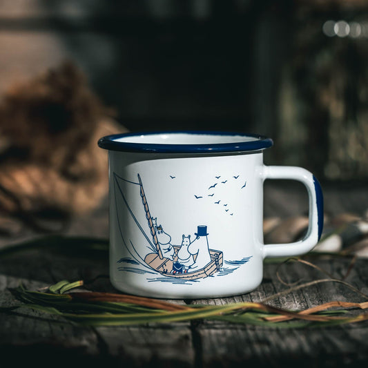 Muurla Mumins Segler Tasse  0,37 l Emaille weiß, blau