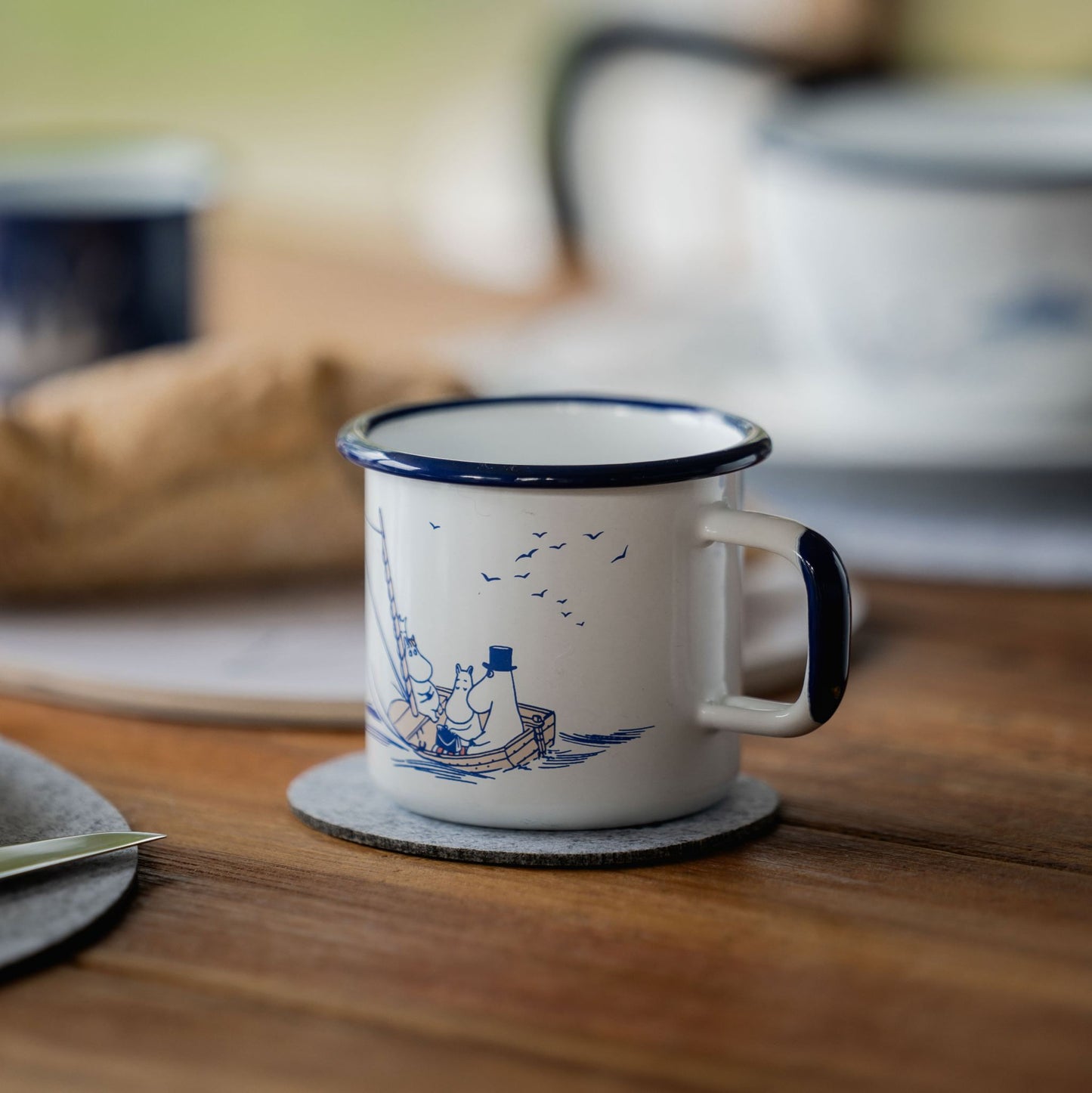 Muurla Mumins Segler Tasse  0,37 l Emaille weiß, blau