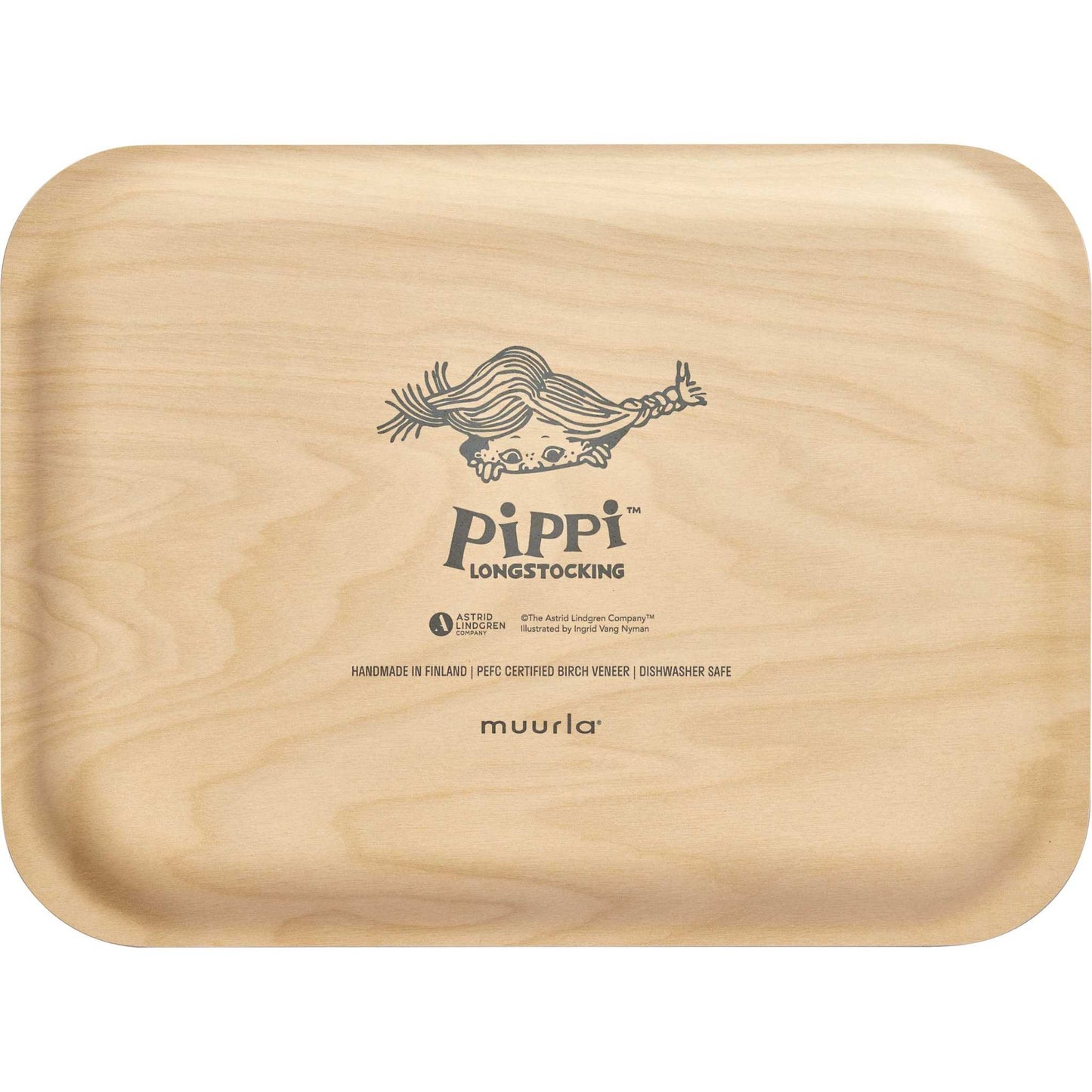 Muurla Pippi Langstrumpf Pippi & das Pferd Tablett 20x27 cm rosa, mehrfarbig