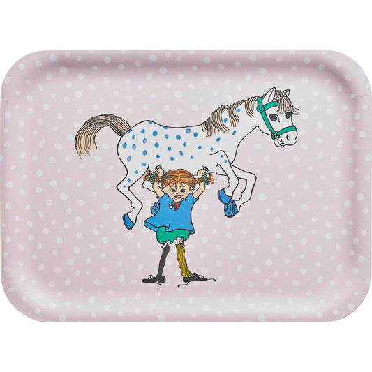 Muurla Pippi Langstrumpf Pippi & das Pferd Tablett 20x27 cm rosa, mehrfarbig