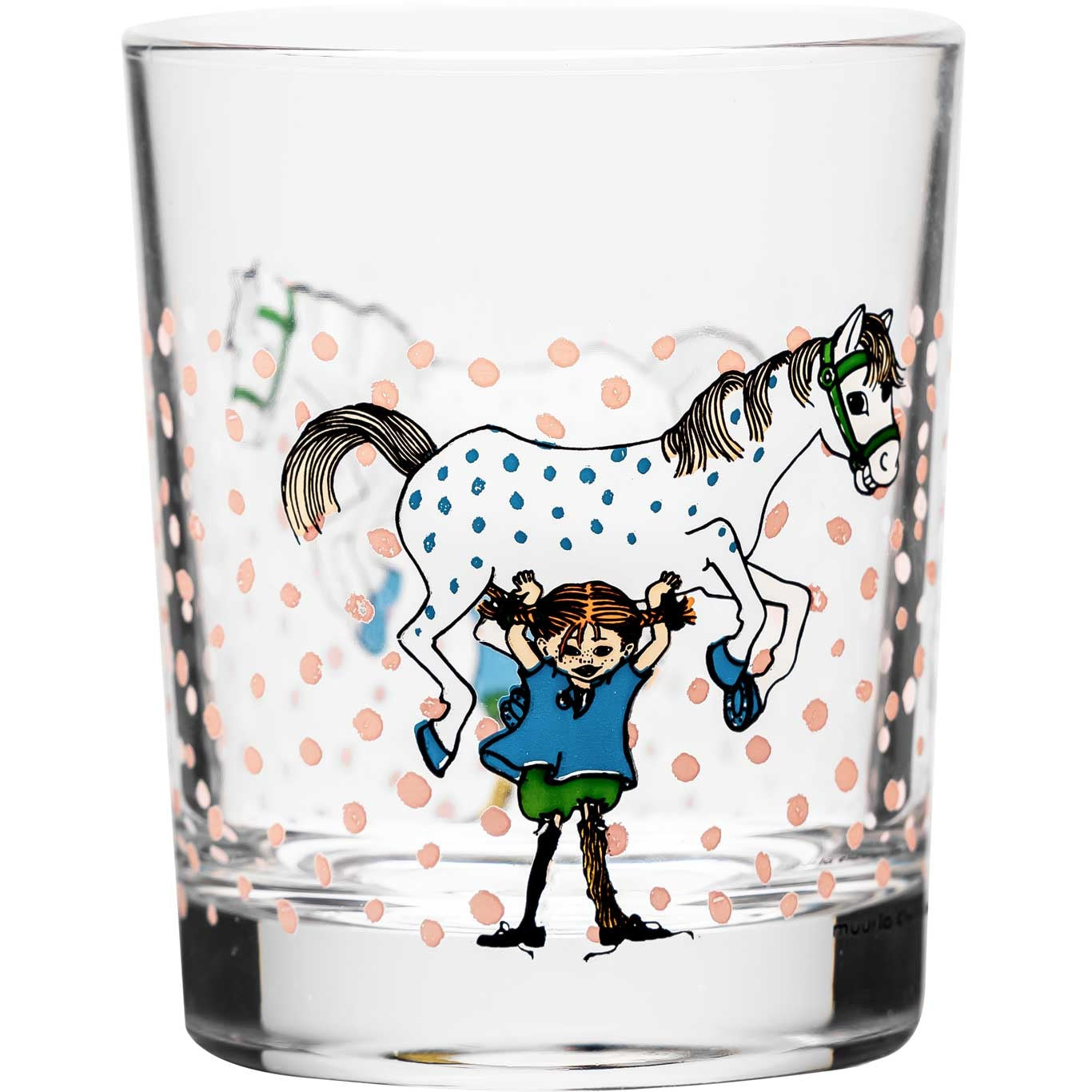 Muurla Pippi Langstrumpf Pippi und Pferd Glas 0,2 l klar, rosa, blau