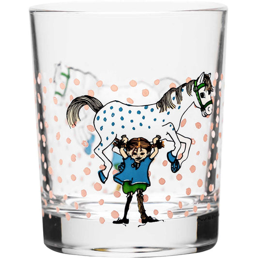 Muurla Pippi Langstrumpf Pippi und Pferd Glas 0,2 l klar, rosa, blau