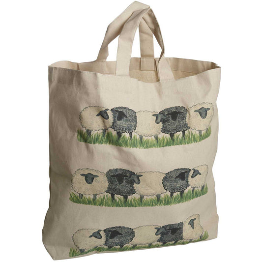 Nääsgränsgården Schafe Tasche 42x48 cm Einkaufstasche aus Stoff 2 Griffe beige, mehrfarbig