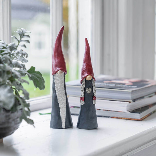 Nääsgränsgården Tomte Hoher Hut Höhe 21 cm grau, rot