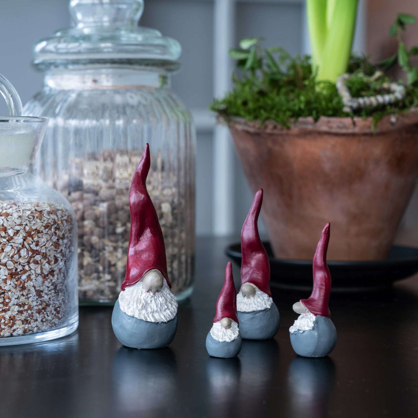 Nääsgränsgården Tomte Hoher Hut Set 4 Stk. Höhe 4,5 bis 10 cm