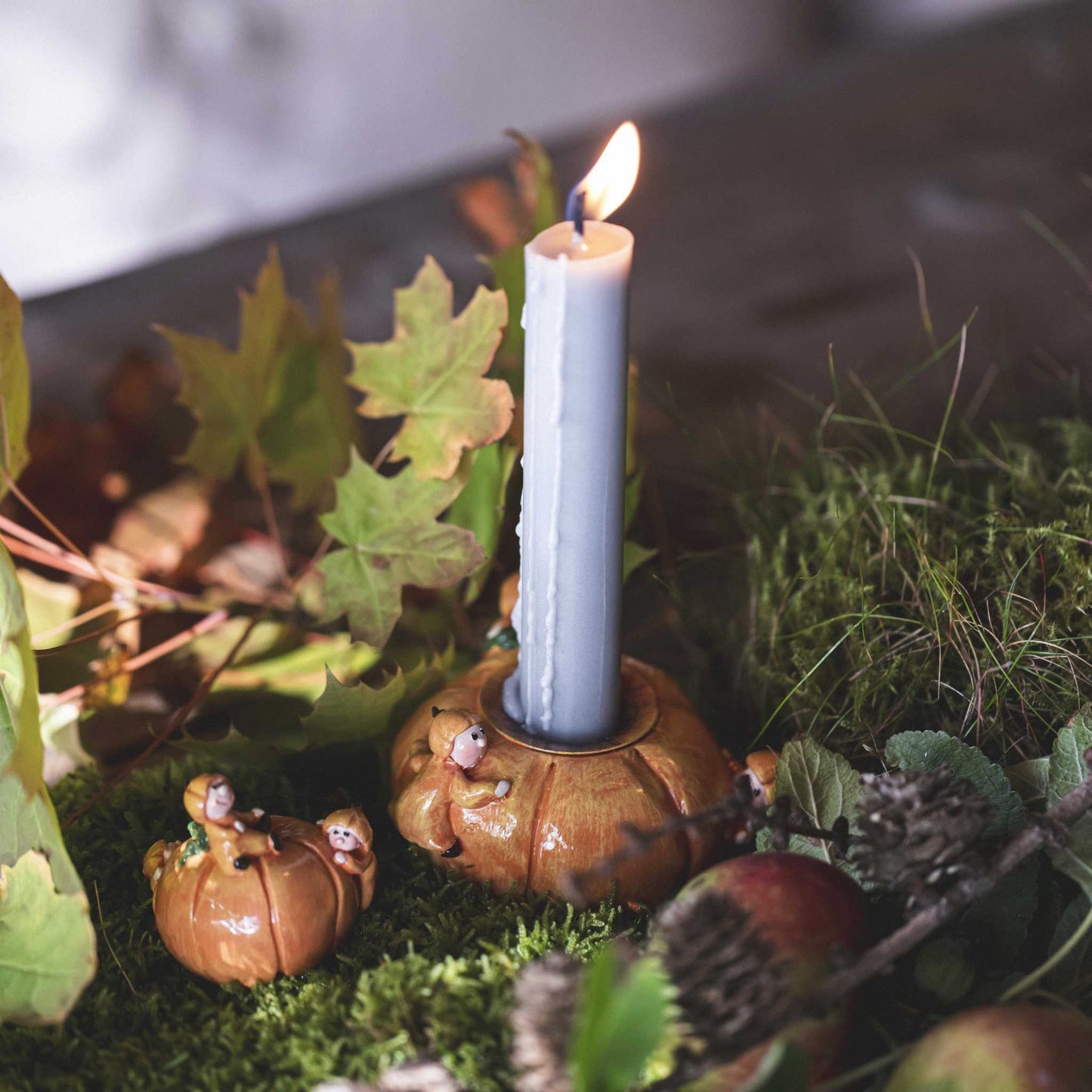 Nääsgränsgården Wichtel Kürbis Kerzenständer Höhe 6 cm hellbraunorange