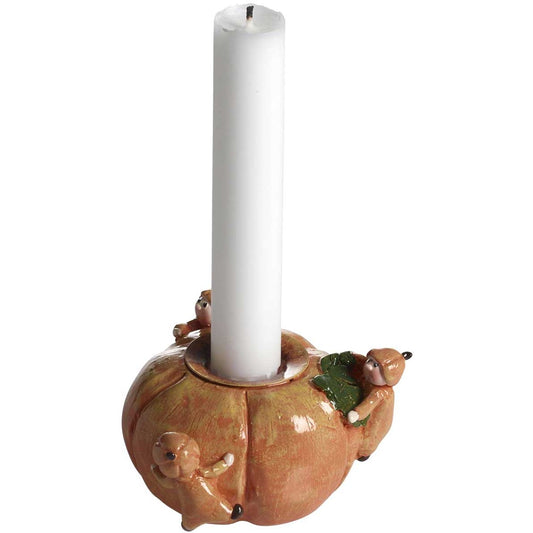 Nääsgränsgården Wichtel Kürbis Kerzenständer Höhe 6 cm hellbraunorange