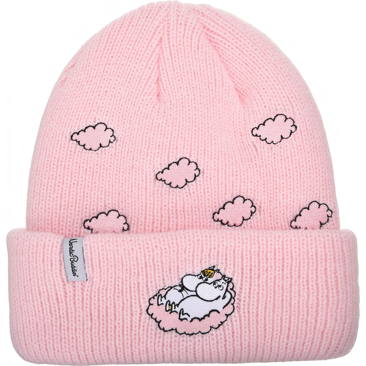 Nordicbuddies Mumins Beanie Mumin & Snorkfräulein auf Wolke Wolken-Stickerei rosa