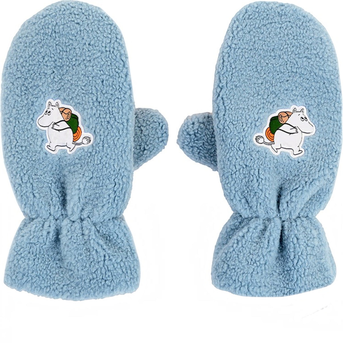 Nordicbuddies Mumins Fleece-Fäustlinge Mumin mit Rucksack graublau-orange