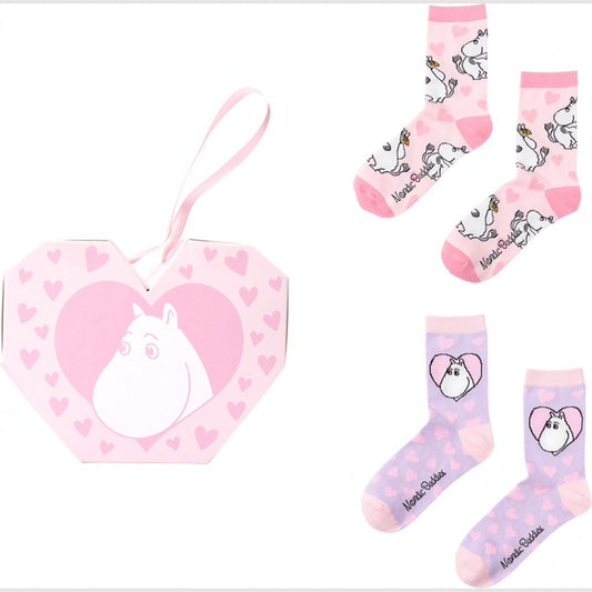 Nordicbuddies Mumins Socken-Geschenkbox Herz Love 2 Paar Gr. 36-42 rosa-flieder