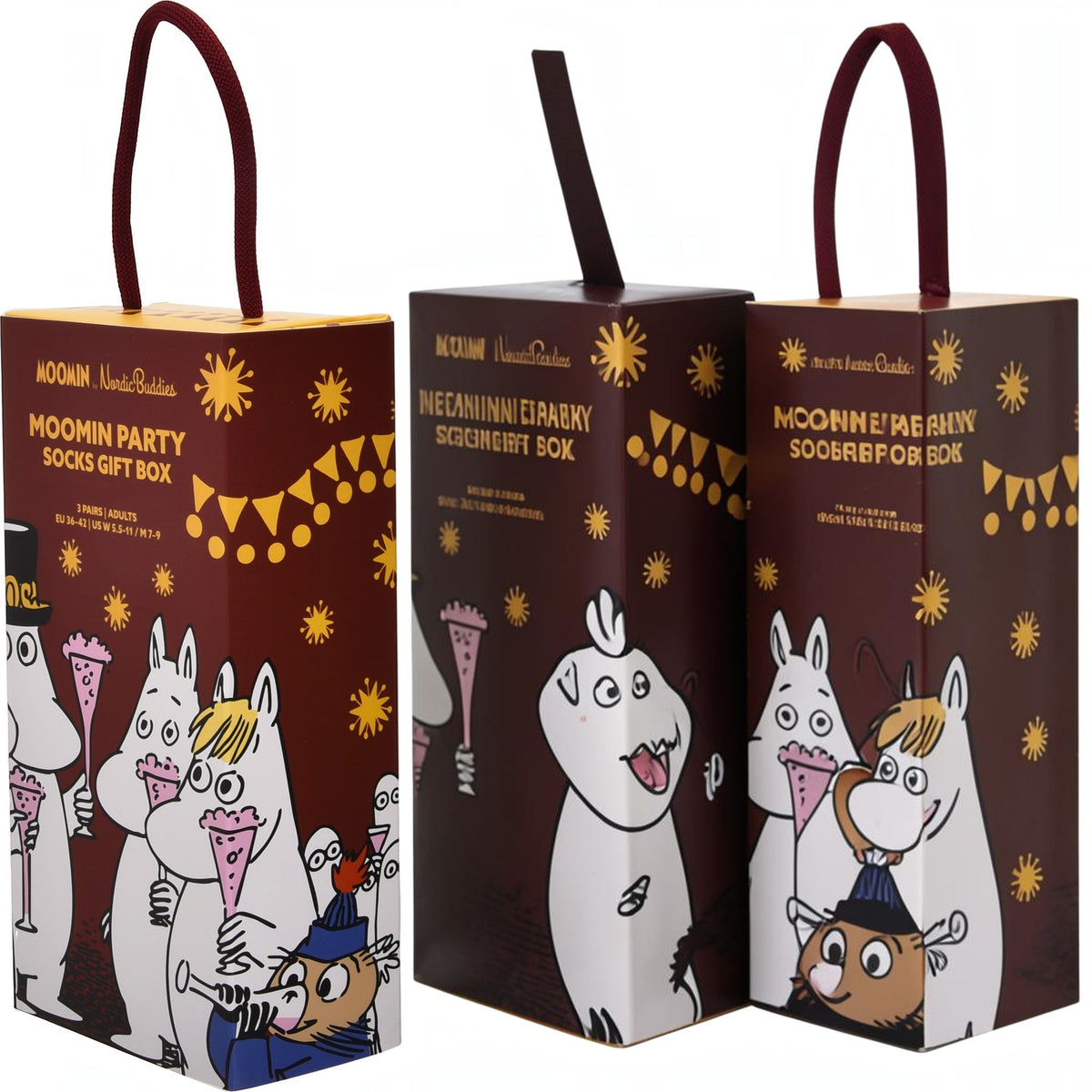 Nordicbuddies Mumins Socken-Geschenkbox Moomin Party 3 Paar Gr. 36-42 rosa-schwarz-flieder - Ansicht 7
