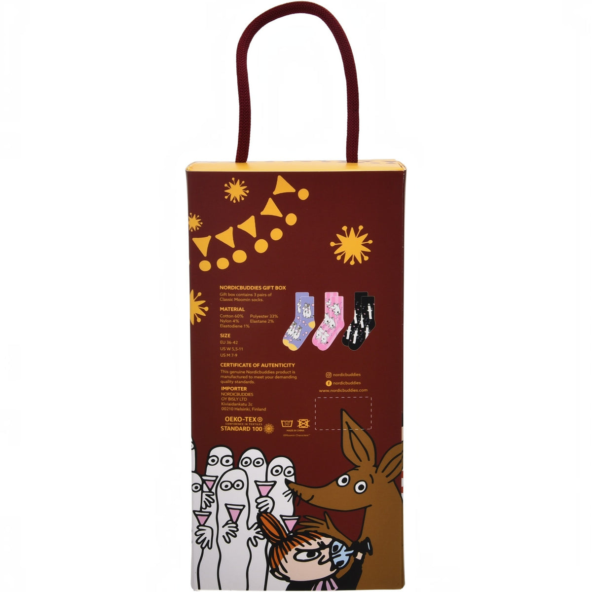 Nordicbuddies Mumins Socken-Geschenkbox Moomin Party 3 Paar Gr. 36-42 rosa-schwarz-flieder - Ansicht 8