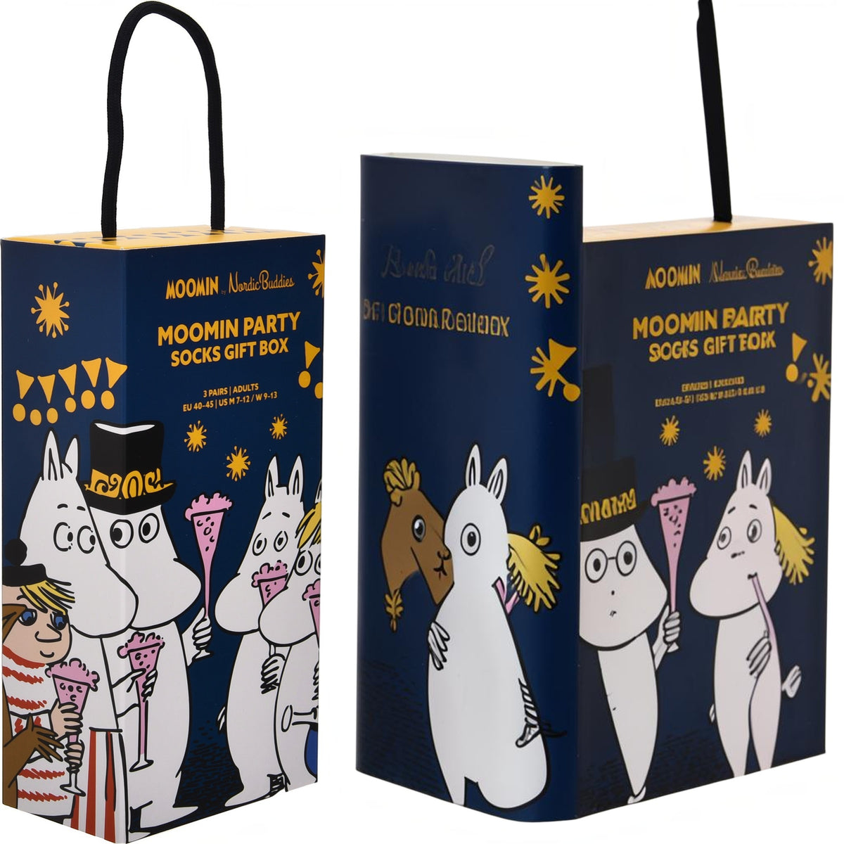 Nordicbuddies Mumins Socken-Geschenkbox Moomin Party 3 Paar Gr. 40-45 schwarz-blau - Ansicht 3