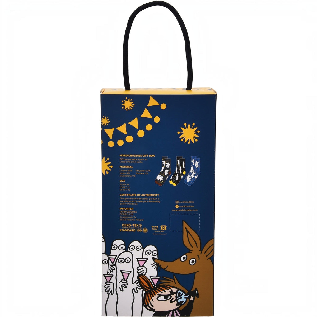 Nordicbuddies Mumins Socken-Geschenkbox Moomin Party 3 Paar Gr. 40-45 schwarz-blau - Ansicht 8