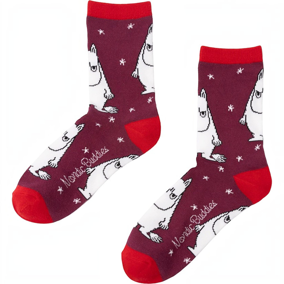 Nordicbuddies Mumins Socken-Geschenkbox Weihnachtskugel Holiday 2 Paar Gr. 36-42 rot-rosa-bordeaux - Ansicht 5