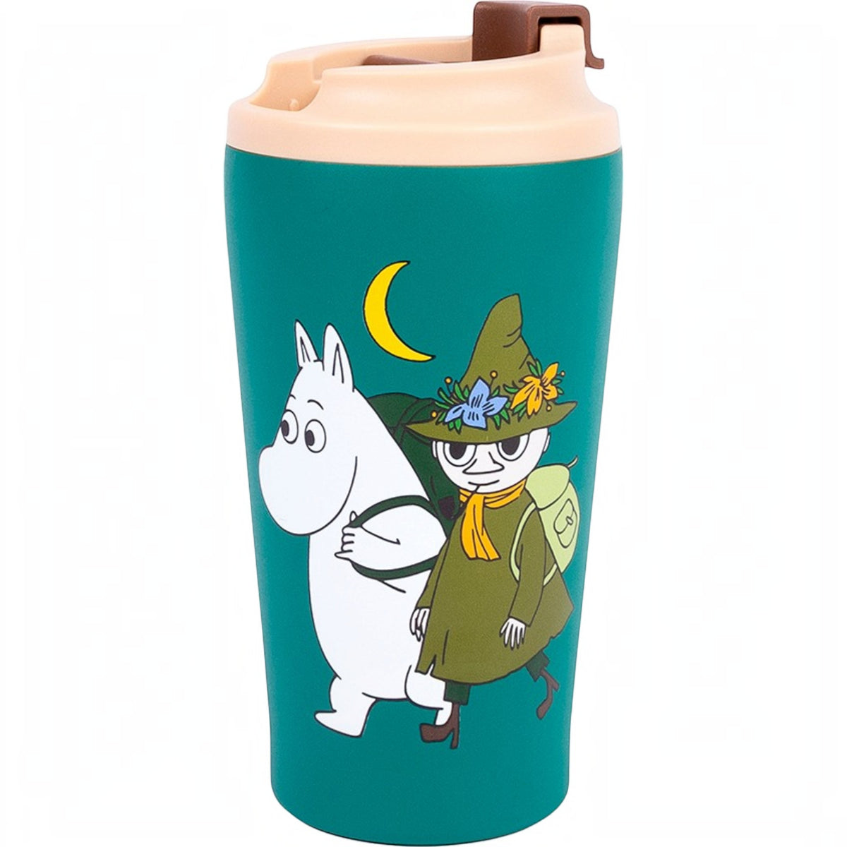 Nordicbuddies Mumins Thermobecher Mumin & Schnupferich am Lagerfeuer Edelstahl 450 ml petrol - Ansicht 3