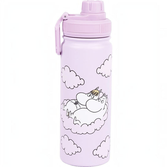 Nordicbuddies Mumins Thermoflasche Mumin & Snorkfräulein in den Wolken Edelstahl 550 ml flieder