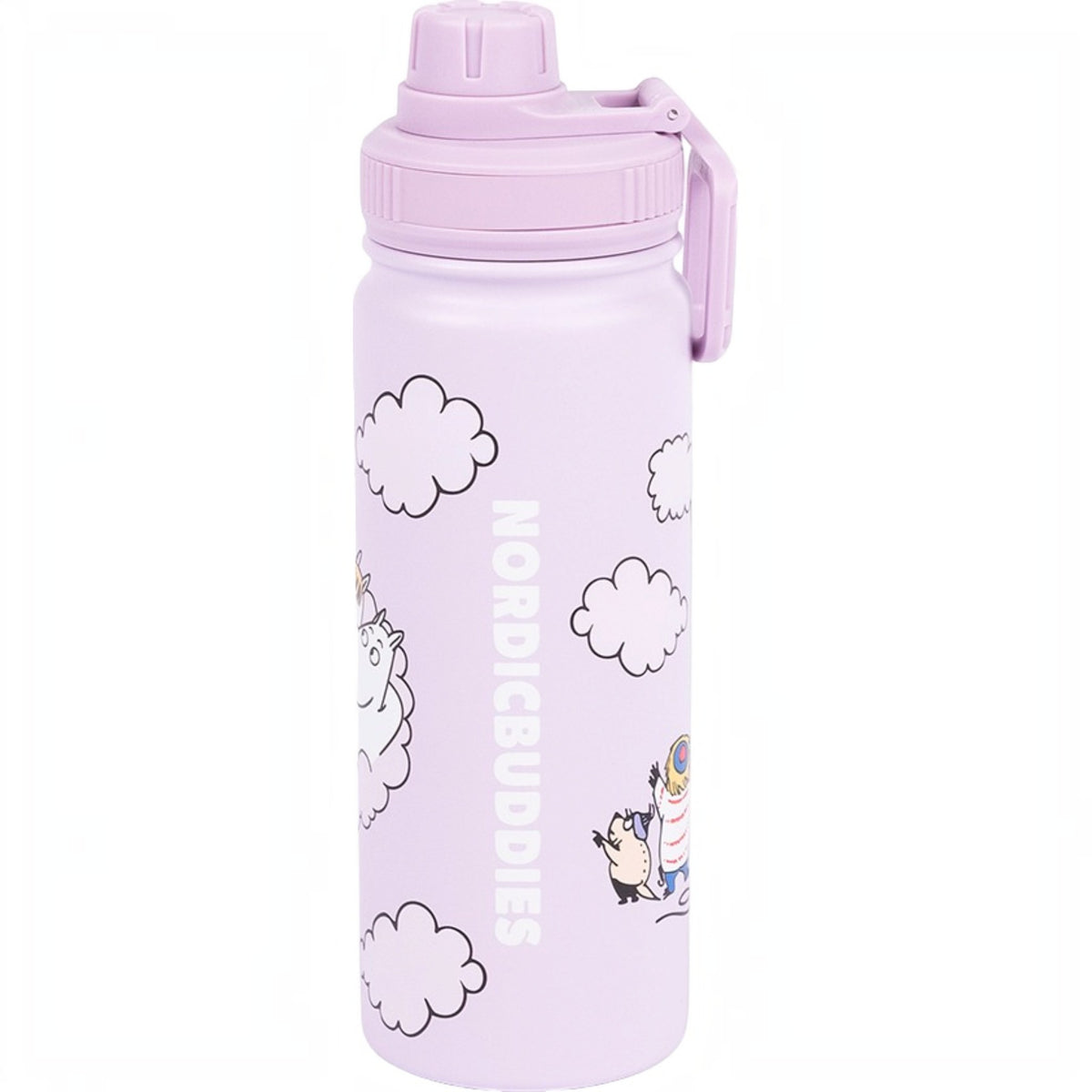 Nordicbuddies Mumins Thermoflasche Mumin & Snorkfräulein in den Wolken Edelstahl 550 ml flieder - Ansicht 4