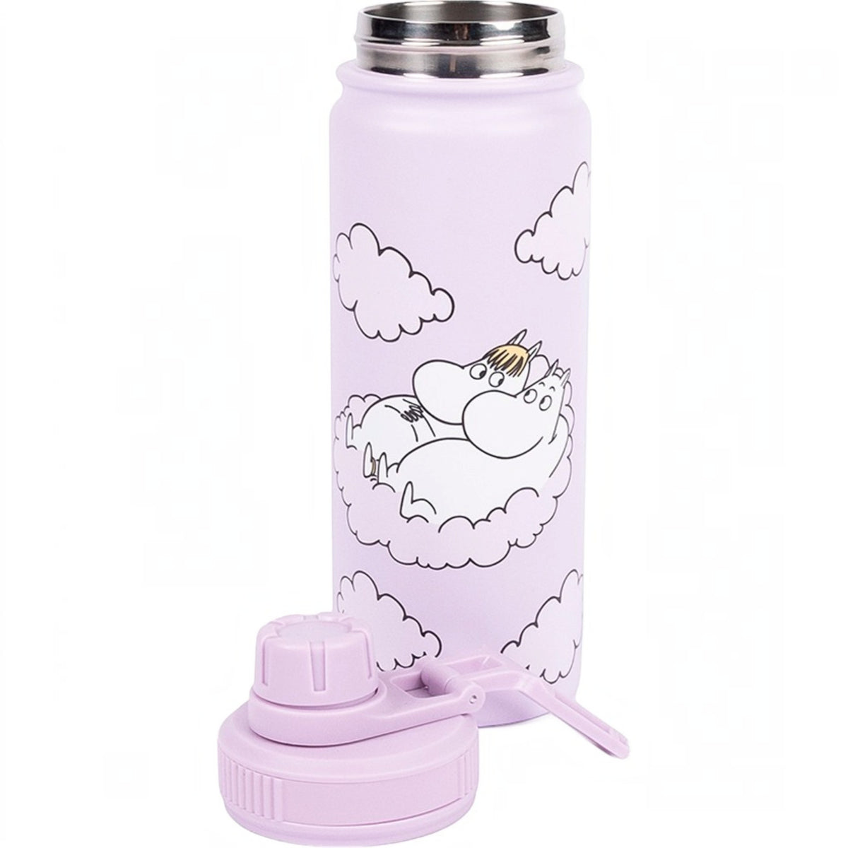 Nordicbuddies Mumins Thermoflasche Mumin & Snorkfräulein in den Wolken Edelstahl 550 ml flieder - Ansicht 5