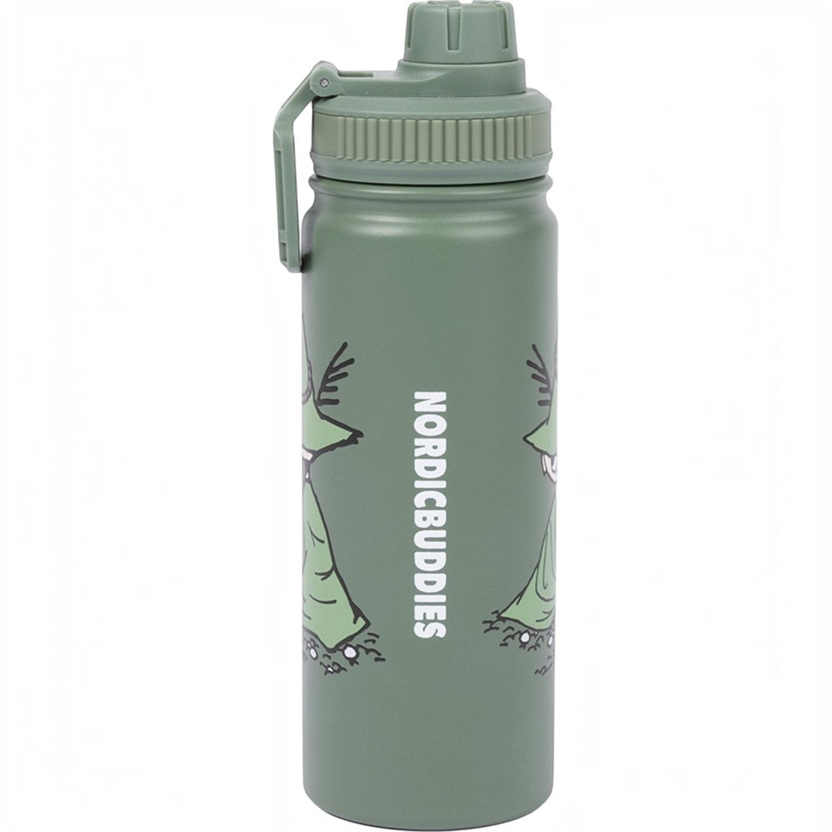 Nordicbuddies Mumins Thermoflasche Schnupferich beim Angeln Edelstahl 550 ml salbeigrün - Ansicht 3