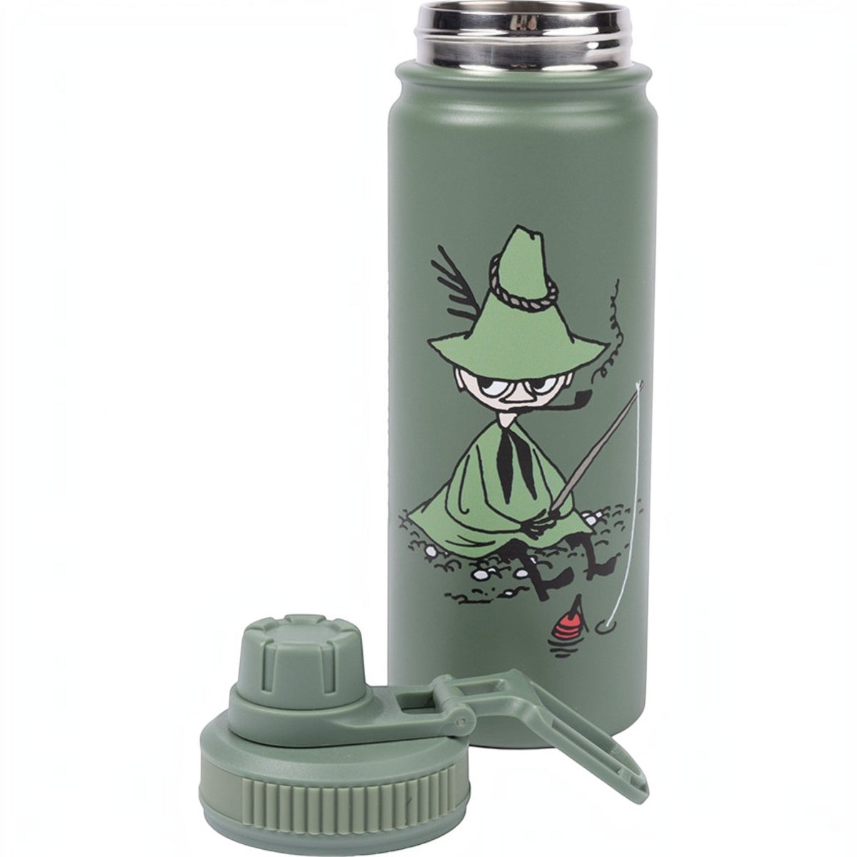 Nordicbuddies Mumins Thermoflasche Schnupferich beim Angeln Edelstahl 550 ml salbeigrün - Ansicht 5