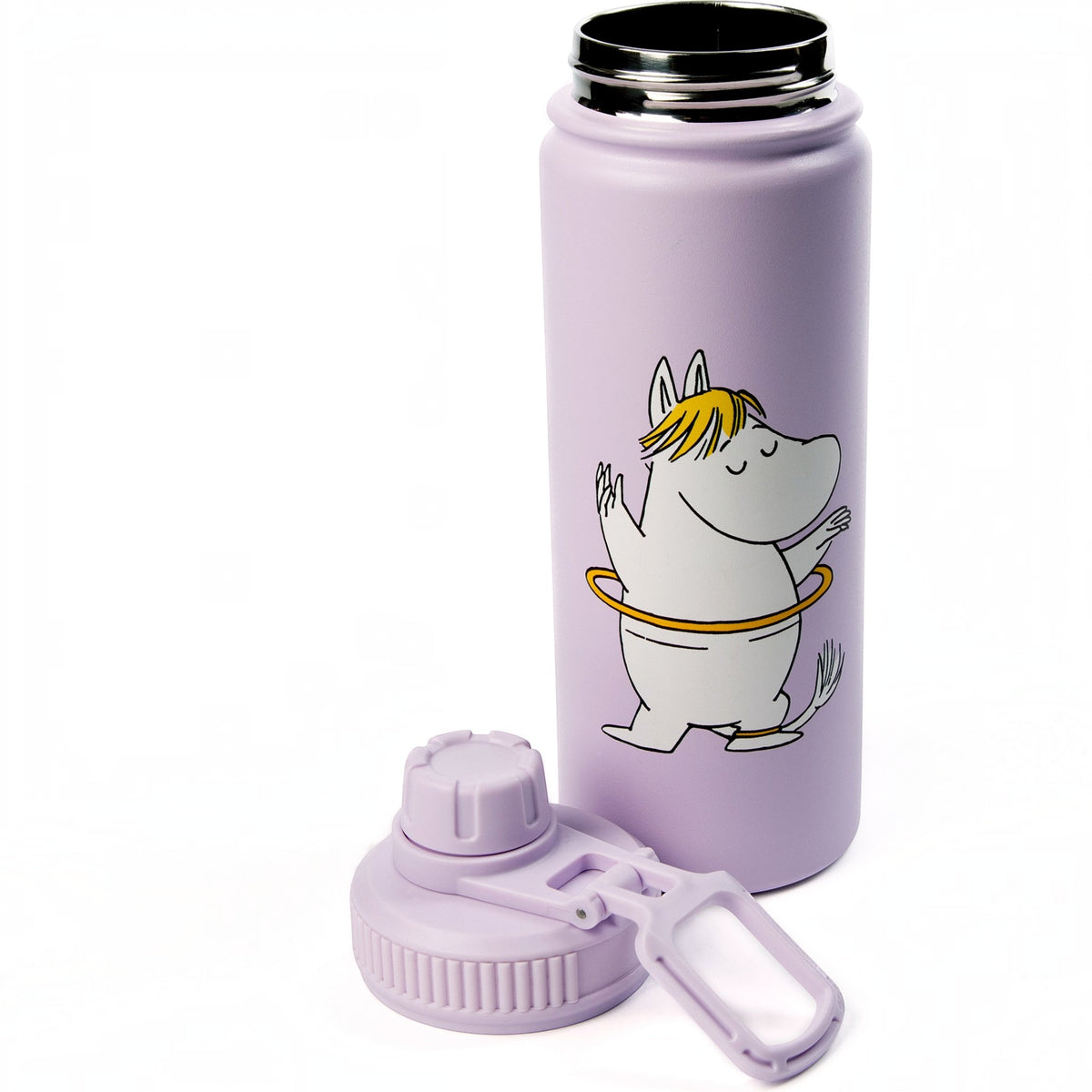 Nordicbuddies Mumins Thermoflasche Snorkfräulein mit Hula-Hoop-Reifen Edelstahl 550 ml flieder - Ansicht 3