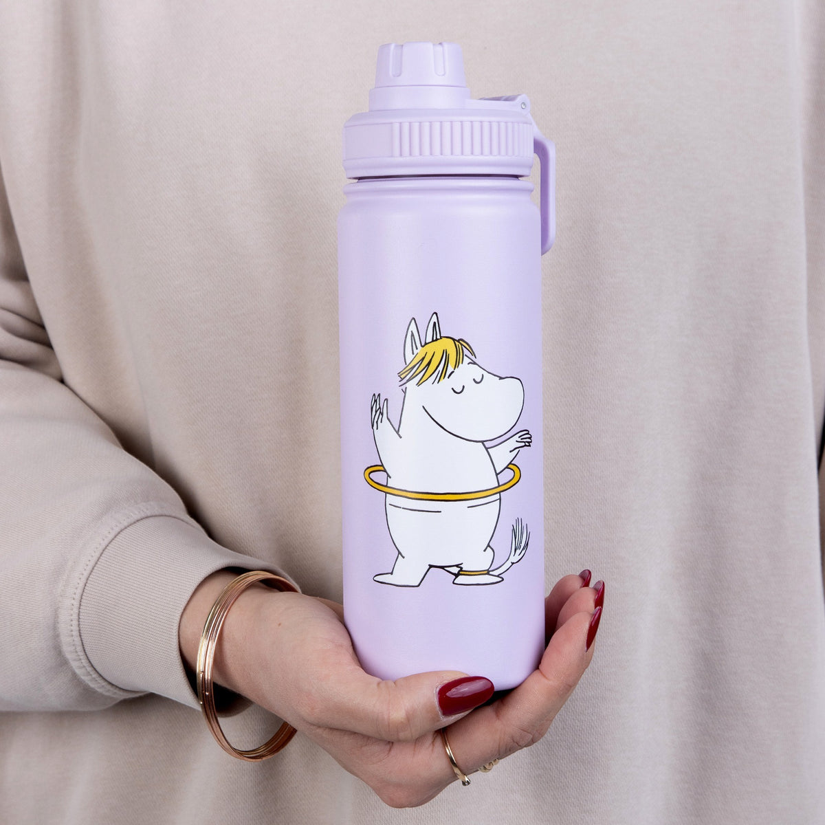 Nordicbuddies Mumins Thermoflasche Snorkfräulein mit Hula-Hoop-Reifen Edelstahl 550 ml flieder - Ansicht 6