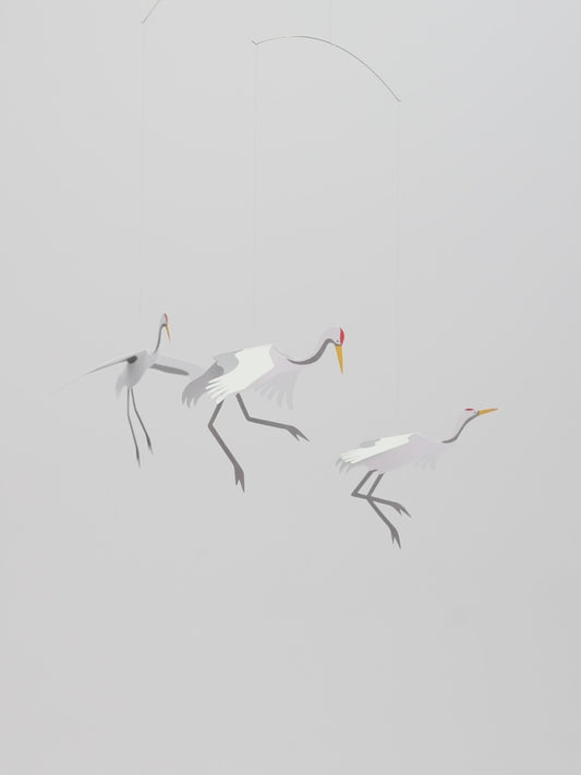Flensted Mobiles Kranich Karton 45x45 cm weiß, grau