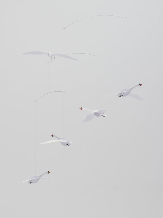 Flensted Mobiles Schwäne des Nordens Karton 55x45 cm weiß, grau