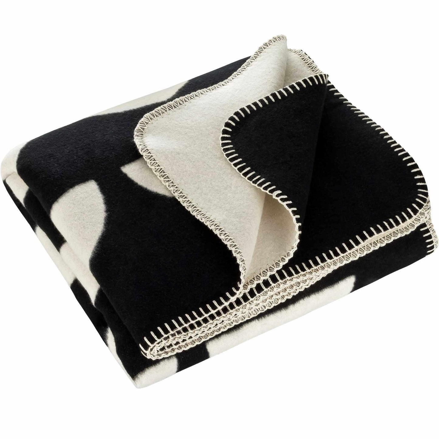 Riema Joris Cotton Blanket (Organic Cotton) 150x200 cm Semicircle Black, Cream