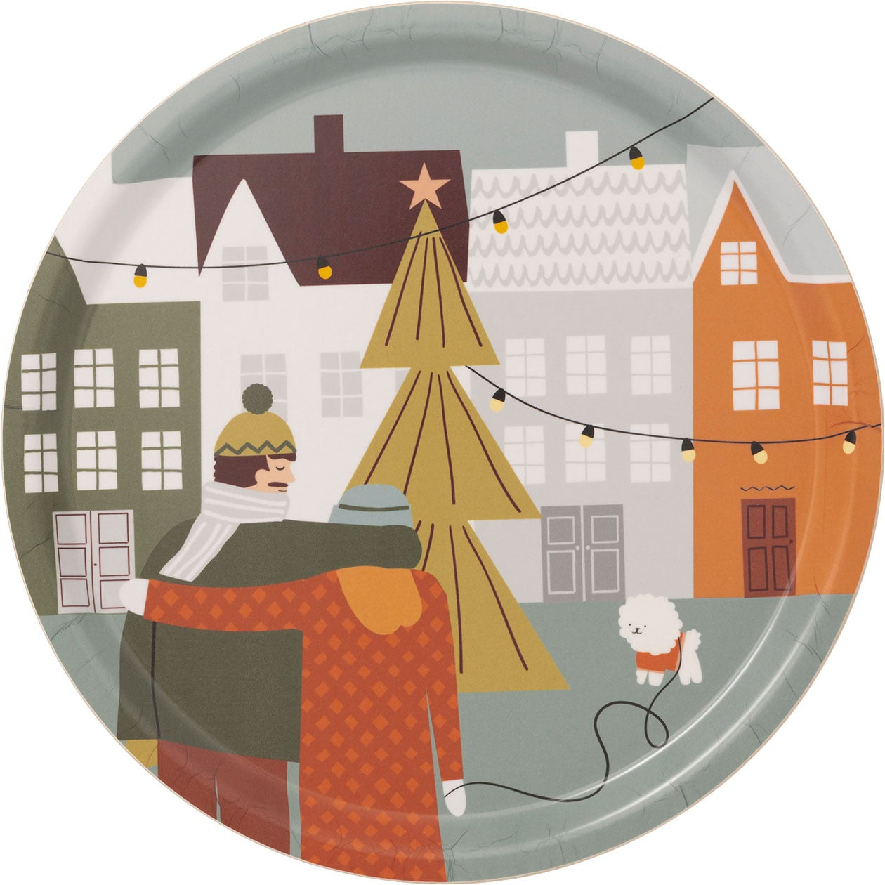 Spira of Sweden Kompisbricka Winter Tablett Ø 31 cm grau, braun, weiß