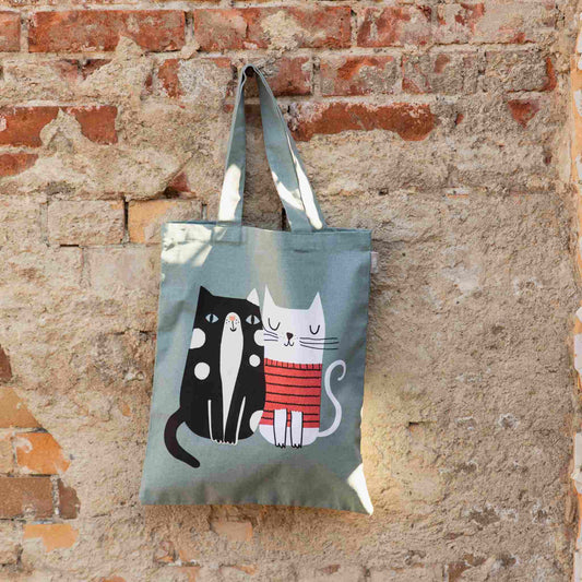 Spira of Sweden Kompiskasse Katzen Kattkärlek Tasche 37x47 cm - bunte Einkaufstasche aus Stoff