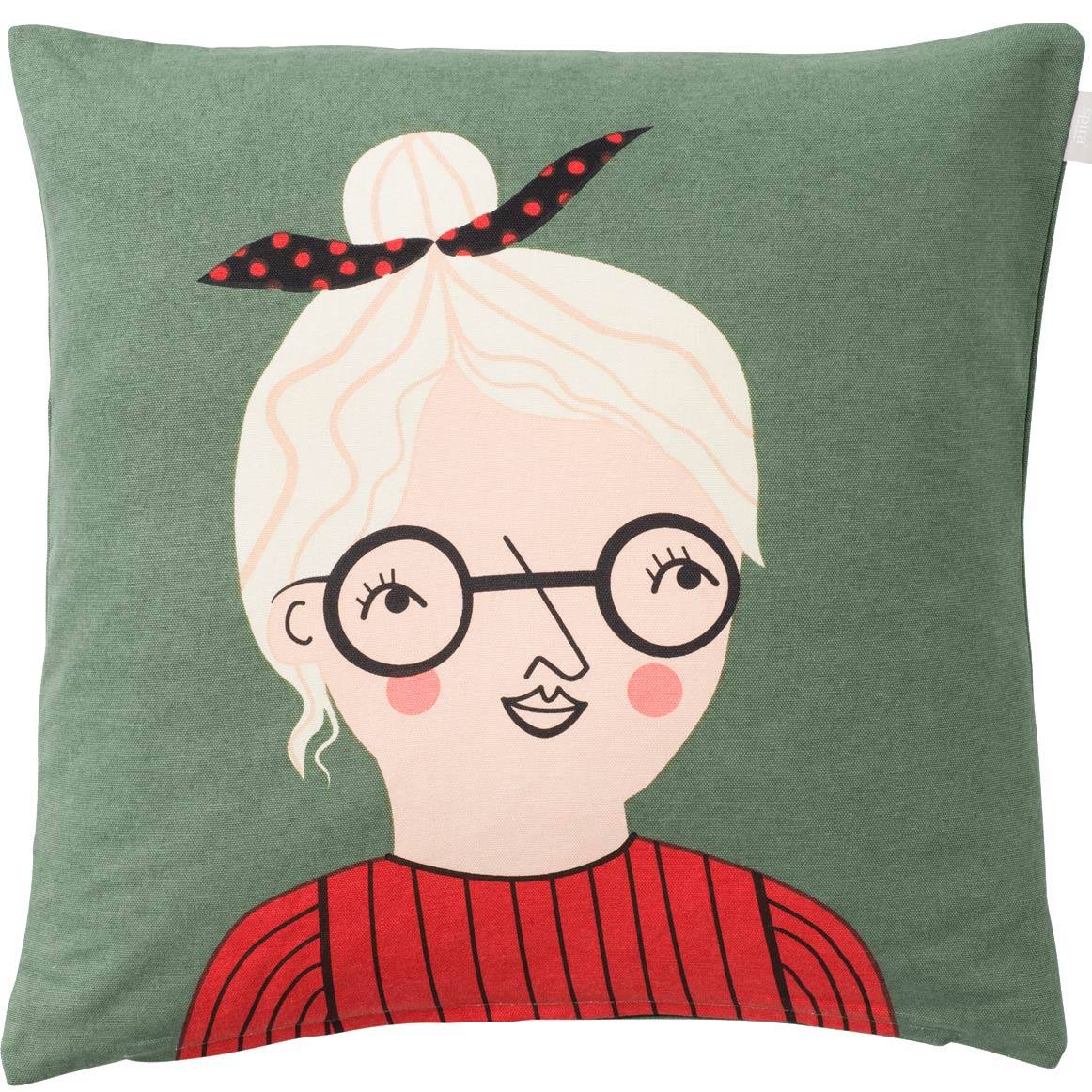 Spira of Sweden Kompiskudde Bodil Kissenhülle 47x47 cm grün, rosa, rot, cremeweiß, schwarz