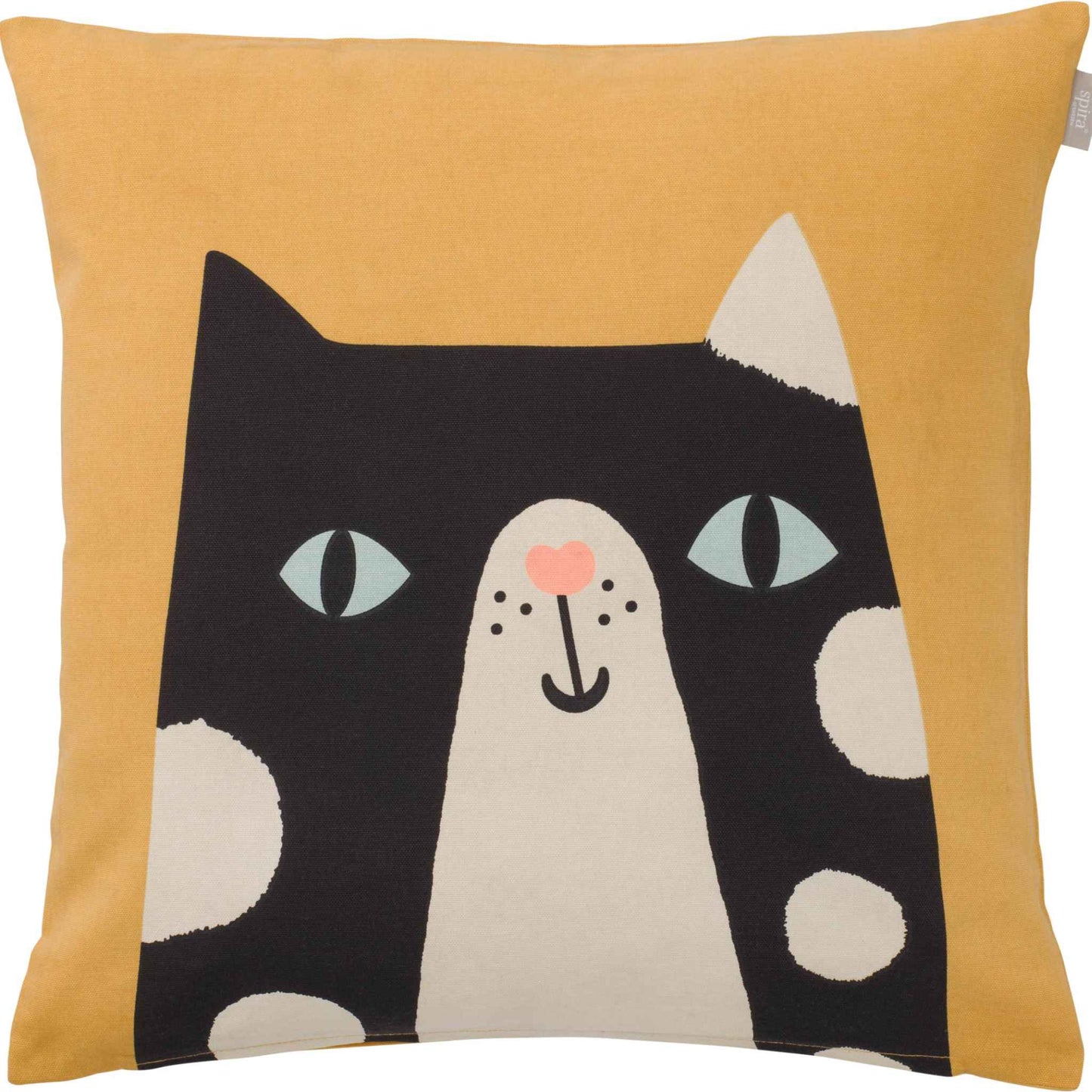Spira of Sweden Kompiskudde Doris Kissenhülle 47x47 cm senf, schwarz, beige, blau, rosa