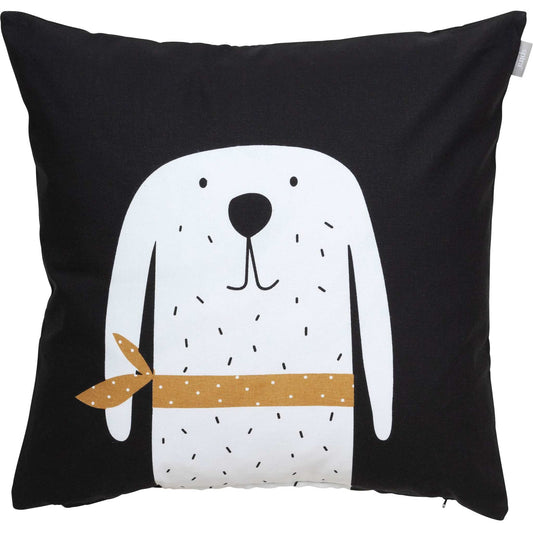Spira of Sweden Kompiskudde Hund Bosse Kissenhülle 47x47 cm schwarz, weiß, hellbraun