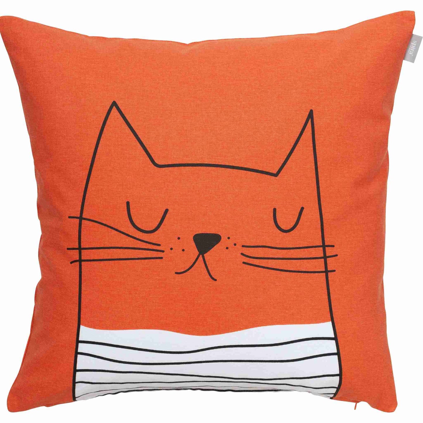 Spira of Sweden Kompiskudde Katze Gustav Kissenhülle 47x47 cm rotorange, weiß, schwarz