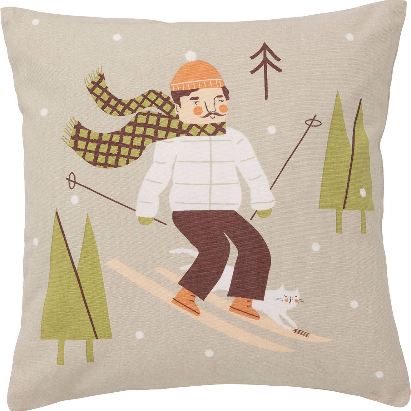 Spira of Sweden Kompiskudde Skitour Kissenhülle 47x47 cm beige, mehrfarbig