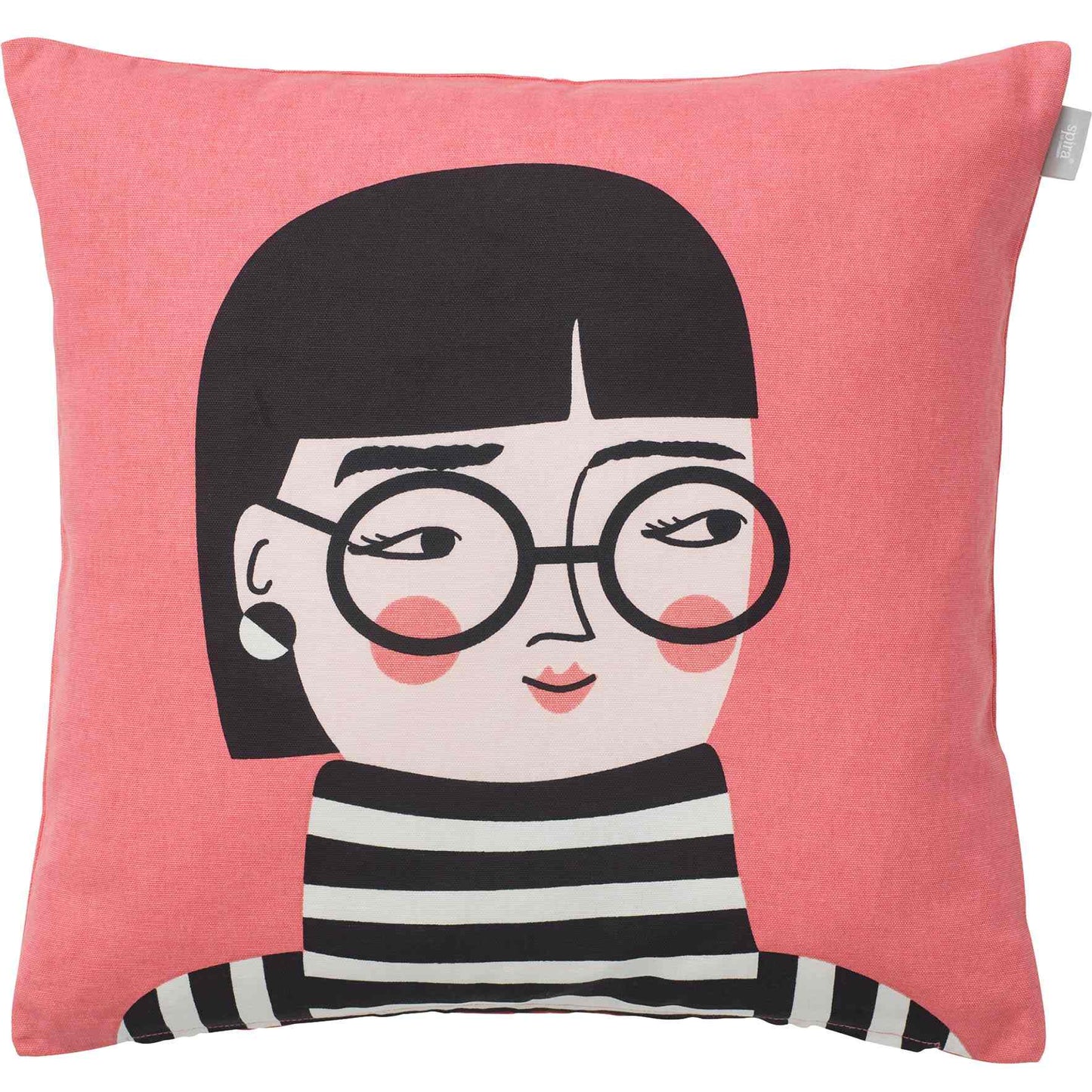 Spira of Sweden Kompiskudde Vera Kissenhülle 47x47 cm rosa, schwarz, weiß