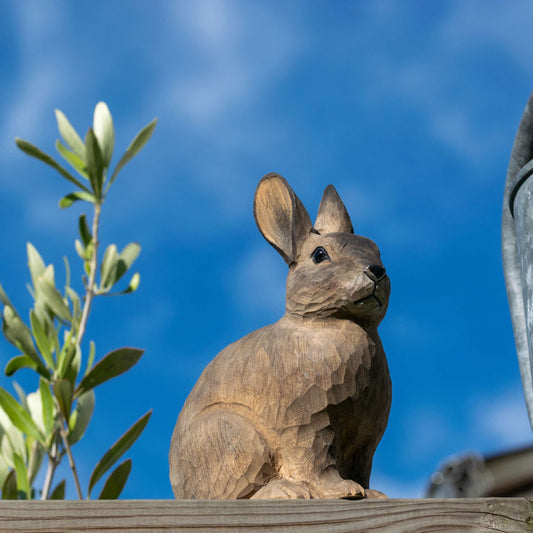 Wildlife Garden DecoAnimal Europäisches Kaninchen handgeschnitzt